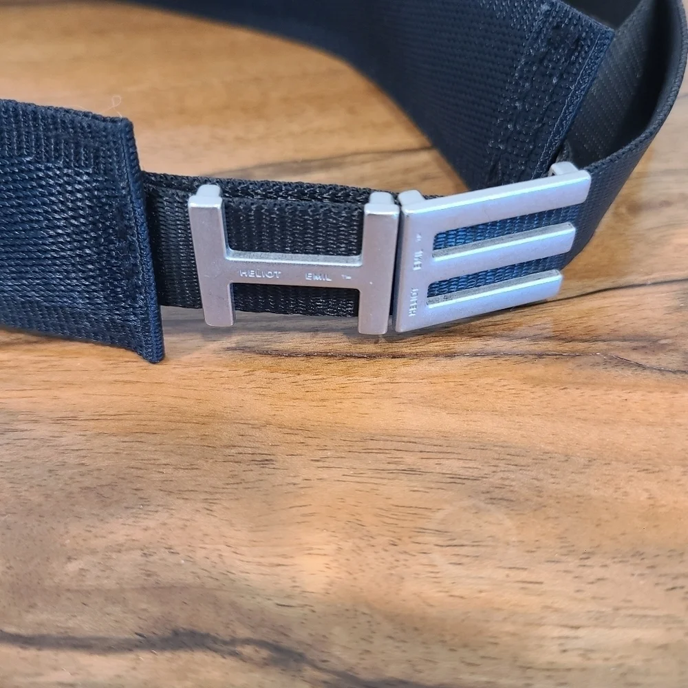 Heliot Emil Black Canvas Logo Belt